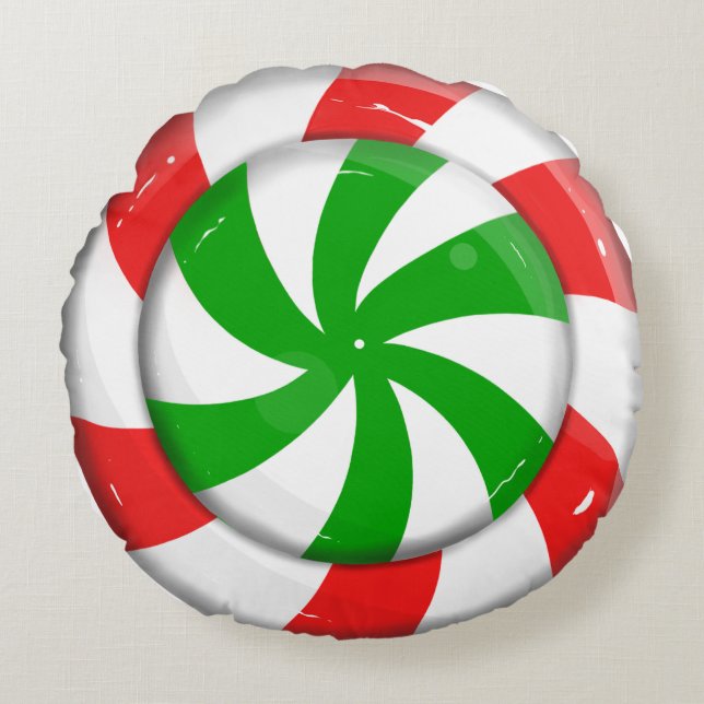 Weihnachtskandy Rundes Kissen (Vorderseite)