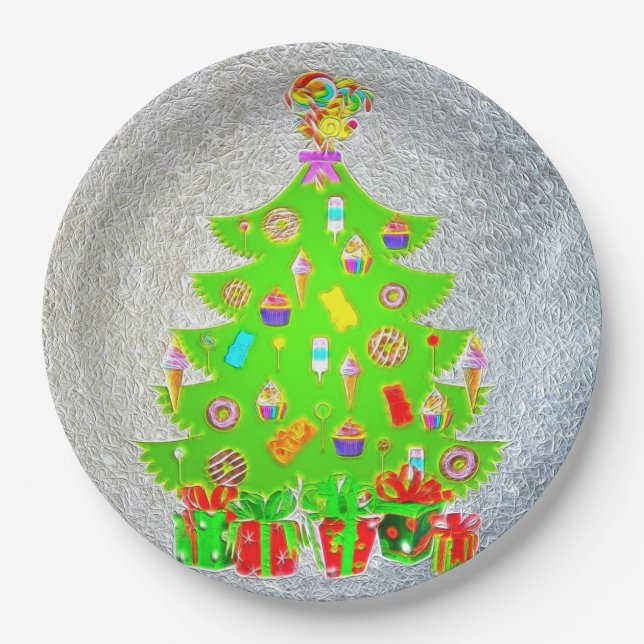 Weihnachtskandy Tree Pappteller (Vorderseite)