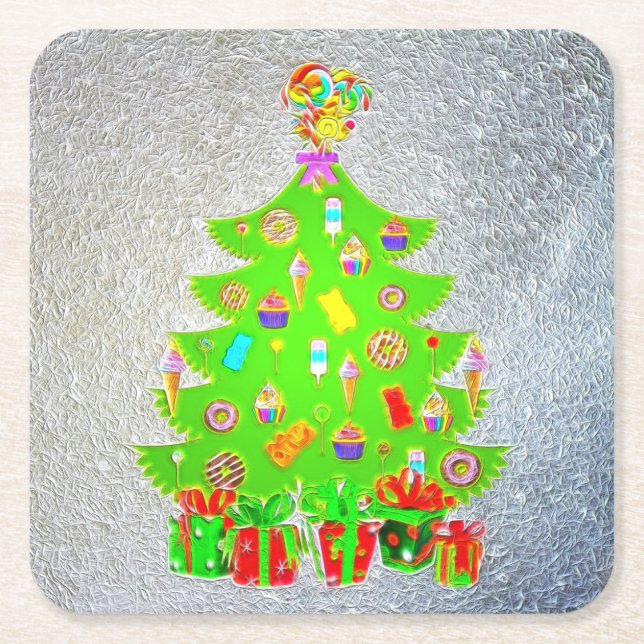 Weihnachtskandy Tree Rechteckiger Pappuntersetzer (Vorderseite)