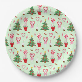 Weihnachtskandy Trees Pattern Pappteller