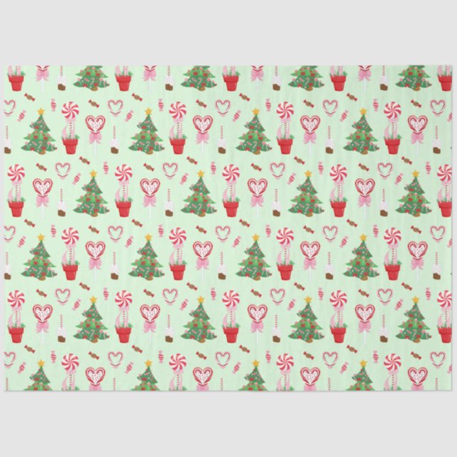 Weihnachtskandy Trees Pattern Seidenpapier (Vorderseite)