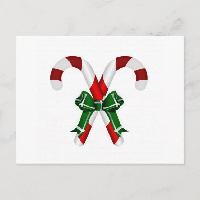 Weihnachtskandystick mit Bohne Feiertagspostkarte (Vorderseite)