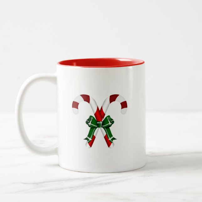 Weihnachtskandystick mit Bohne Zweifarbige Tasse (Links)