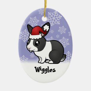 Weihnachtskaninchen (aufgestellte Ohren glattes Fe Keramik Ornament