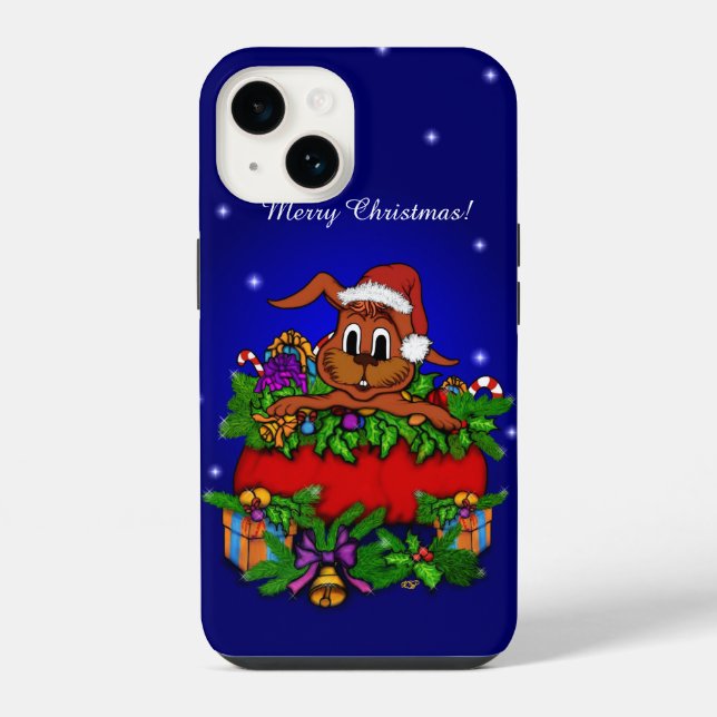 Weihnachtskaninchen iPhone 14 Hülle (Rückseite)