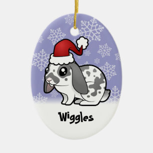 Weihnachtskaninchen (schlaffer Ohr glattes Haar) Keramik Ornament