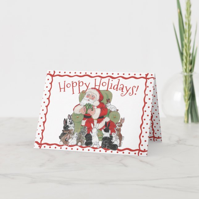 Weihnachtskaninchen & Weihnachtsfeiertag Niedliche Feiertagskarte (Vorderseite)