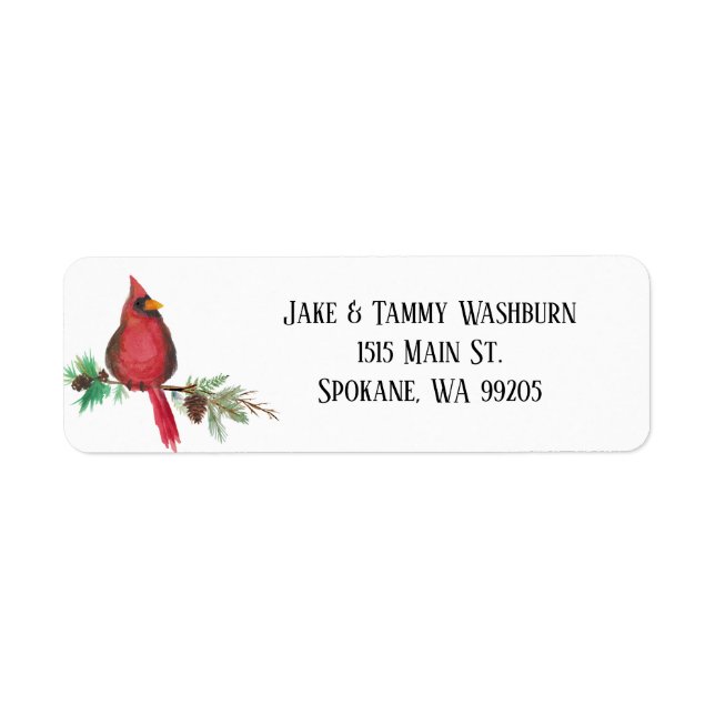 Weihnachtskardinal benutzerdefinierte Adressetiket (Vorne)