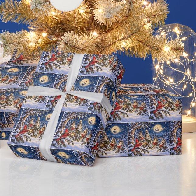 Weihnachtskardinal und Winterbaum-Chor Geschenkpapier (Feiertage)