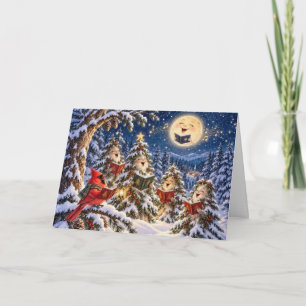Weihnachtskardinal und Winterbaum-Chor Karte