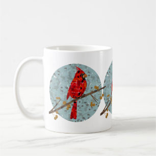 Weihnachtskardinal-Vogel-Collage Kaffeetasse