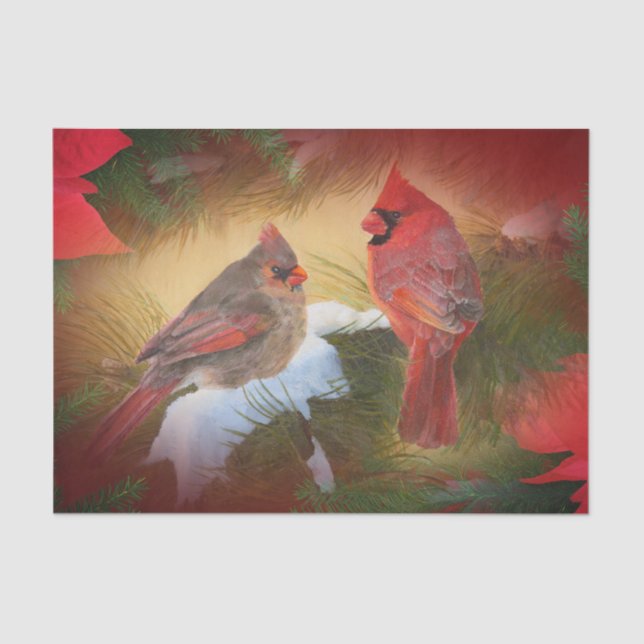 WeihnachtsKardinäle Seidenpapier (Vorderseite)