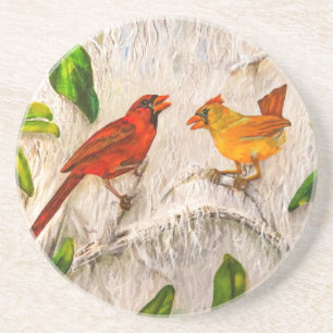 WeihnachtsKardinalsvögel Sandstein Untersetzer