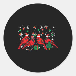 Weihnachtskardinalvögel Santa Süß Xmas Männer Frau Runder Aufkleber