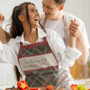 Weihnachtskariert rot grün Familienname personalis Schürze