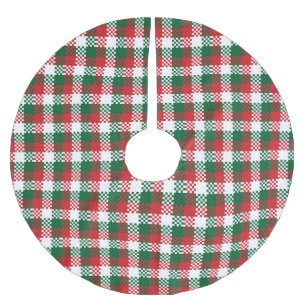 Weihnachtskariert rot weiß grün Buffalo-Muster Polyester Weihnachtsbaumdecke