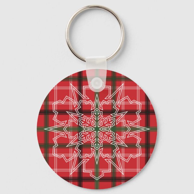 Weihnachtskariert Schlüsselanhänger (Vorderseite)