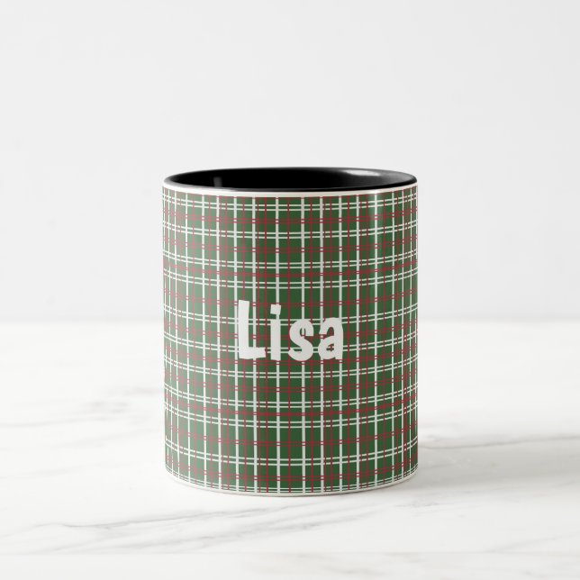 Weihnachtskariert Zweifarbige Tasse (Mittel)