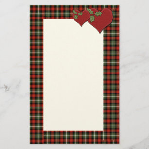 Weihnachtskarierte Herzen der Liebe Briefpapier