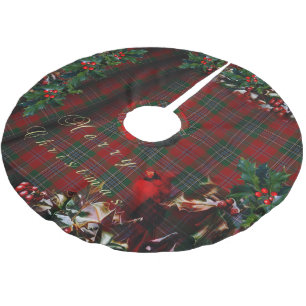 Weihnachtskarierter Kardinal Polyester Weihnachtsbaumdecke