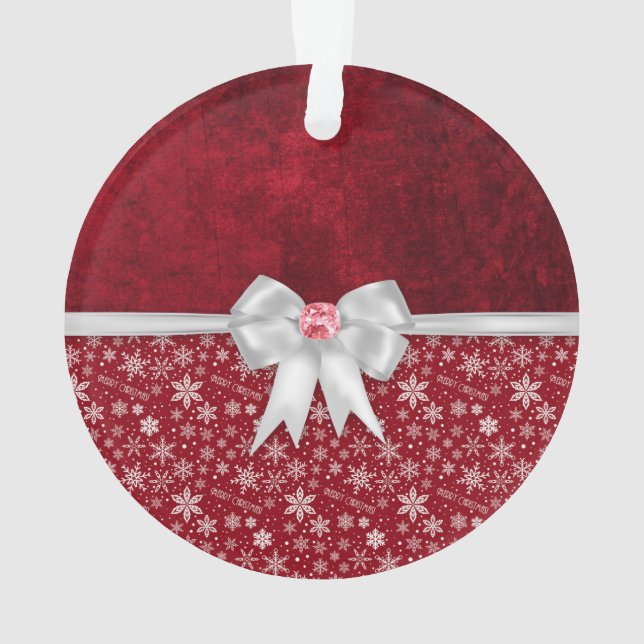 Weihnachtskarminrote rote Schmutz-Verzierung Ornament (Rückseite)