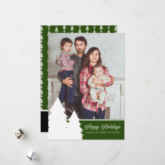 Weihnachtskarte 2024 Grünes Baummuster Feiertagskarte