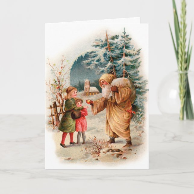 Weihnachtskarte - Alte Mode Santa Feiertagskarte (Vorderseite)