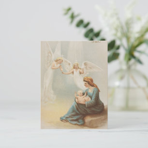 Weihnachtskarte   Angel Mutter und Kind Feiertagspostkarte