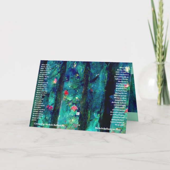 Weihnachtskarte Aquarell Alphonse Mucha Stil Karte (Rückseite)