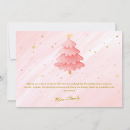 Weihnachtskarte Aquarell Rosa Weihnachtsbaum Feiertagskarte
