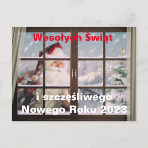 Weihnachtskarte auf Polnisch Wesołych Świąt Neujah Postkarte