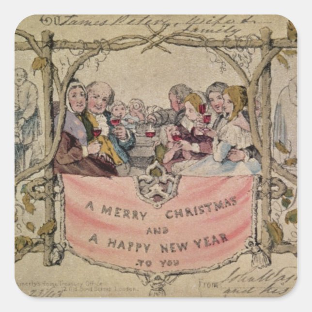 Weihnachtskarte, Beispiel der bekannten Weihnachts Quadratischer Aufkleber (Vorderseite)