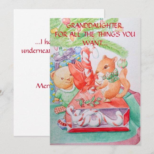 Weihnachtskarte der Enkelin Feiertagskarte (Vorne/Hinten)