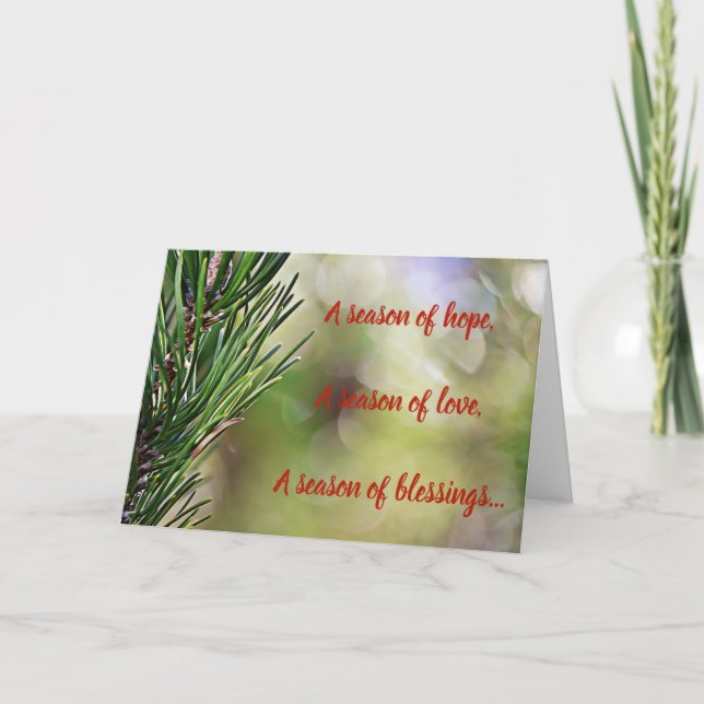 Weihnachtskarte der Kiefernzweige Feiertagskarte (Vorderseite)