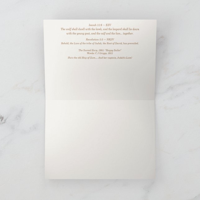 Weihnachtskarte "der Löwe in der Hand" Dankeskarte (Innenseite)