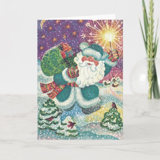 Weihnachtskarte | Der Weihnachtsmann im Schnee Feiertagskarte (Vorderseite)