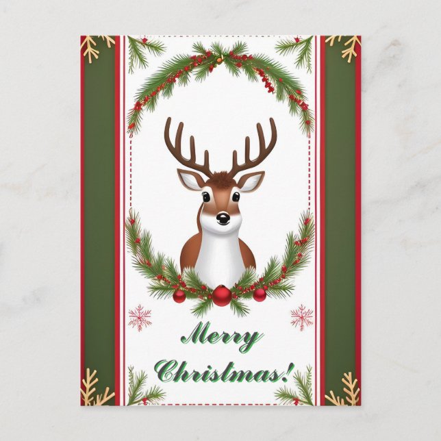 Weihnachtskarte des Festen Reindeers Postkarte (Vorderseite)
