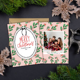 Weihnachtskarte des Fotos Rot und Grün Feiertagskarte