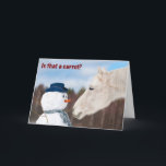 Weihnachtskarte des Funny Horse and Snowman Feiertagskarte<br><div class="desc">Eine tolle Karte,  die Sie an jeden schicken können,  der auf Ihrer Liste steht.</div>