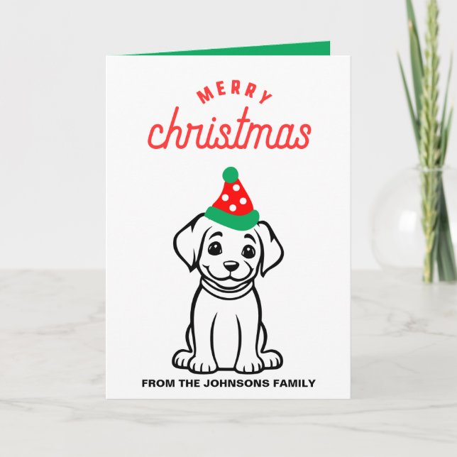 Weihnachtskarte des Hundes, Personalisierte Niedli Ankündigung (Vorderseite)