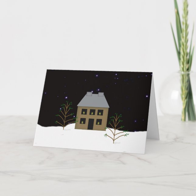 Weihnachtskarte des Primitiven Hauses Feiertagskarte (Vorderseite)