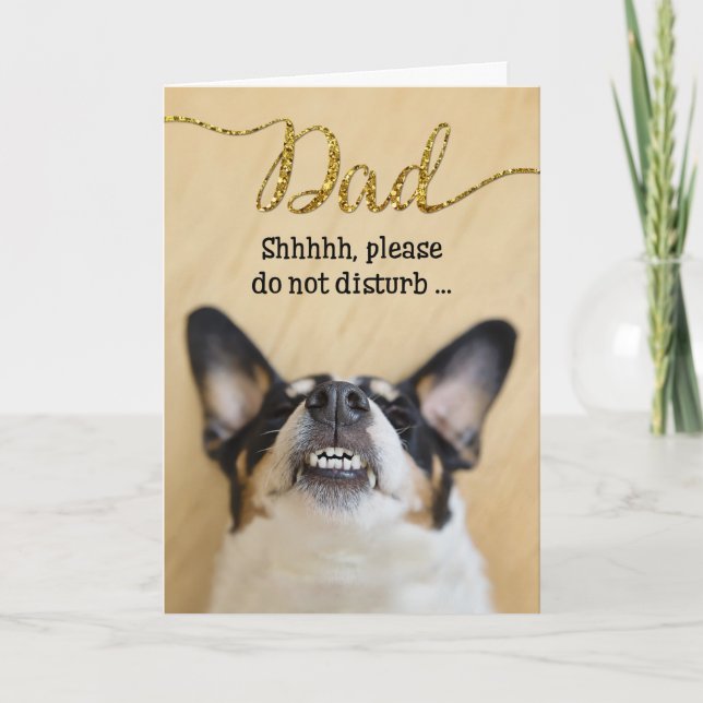 Weihnachtskarte des Vaters - Hund mit Goofy Grin Karte (Vorderseite)