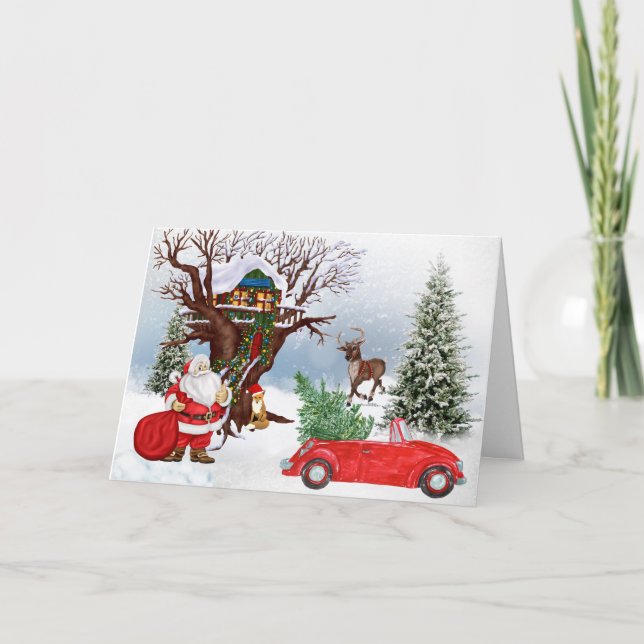 Weihnachtskarte des Weihnachtsmanns Feiertagskarte (Vorderseite)