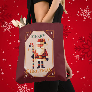 Weihnachtskarte des Weihnachtsmanns mit Zuckerstan Tasche