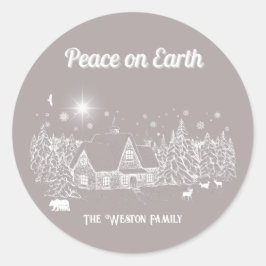Weihnachtskarte des Weißen Landes - Weltfrieden Runder Aufkleber