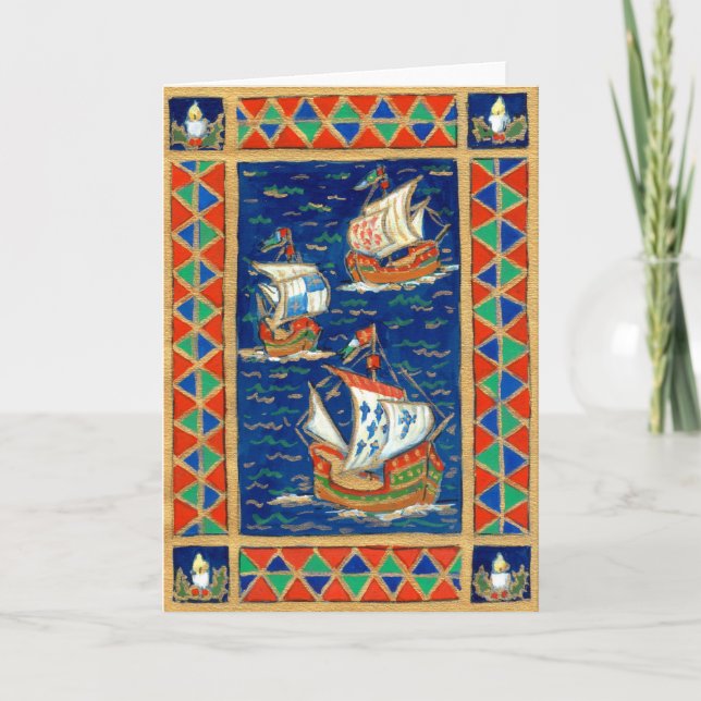 Weihnachtskarte - Drei Schiffe Feiertagskarte (Vorderseite)
