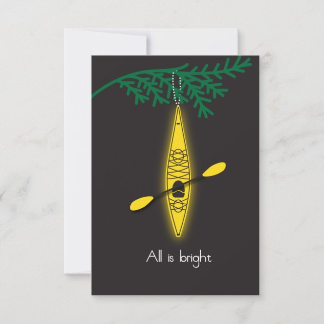 Weihnachtskarte Einladung Kayak "All is bright" (Vorderseite)