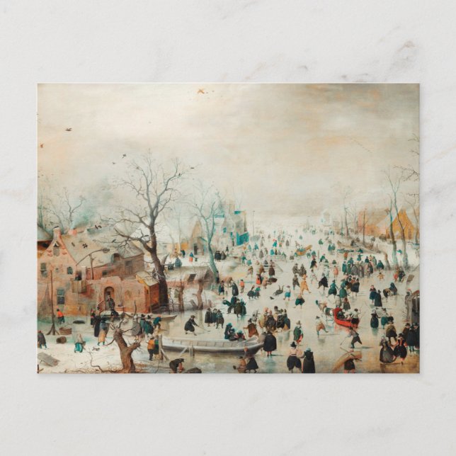 Weihnachtskarte | Eis-Skaten auf dem See Postkarte (Vorderseite)