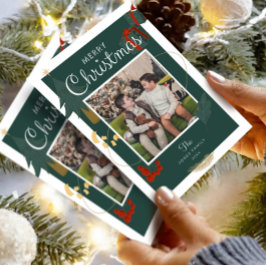 Weihnachtskarte Familienurlaub Foto Grün Urlaub Dankeskarte