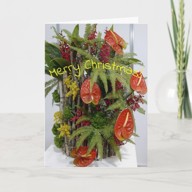 Weihnachtskarte - Flamingoblumen Karte (Vorderseite)
